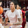 Razorbacks forward Trevon Brazile warming up before game with Florida