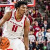 Razorbacks guard Karter Knox against Georgia