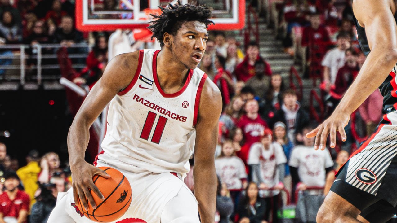 Razorbacks guard Karter Knox against Georgia