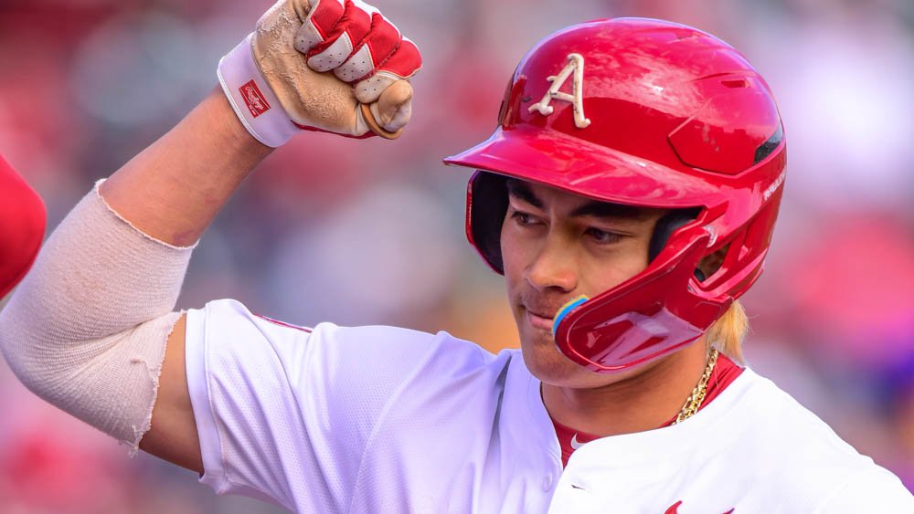 Razorbacks shortstop Wehiwa Aloy in a game against James Madison