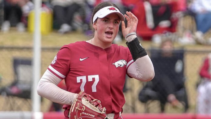 Razorbacks first baseman Bri Ellis during a game against Kentucky