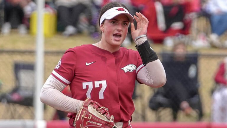 Razorbacks first baseman Bri Ellis during a game against Kentucky
