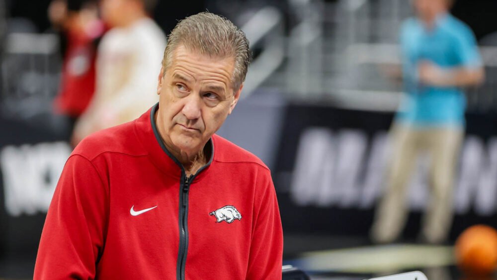 Razorbacks coach John Calipari during practice for a Sweet 16 game against Texas Tech