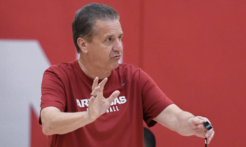 Arkansas Razorbacks basketball coach John Calipari during summer practices