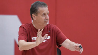 Arkansas Razorbacks basketball coach John Calipari during summer practices