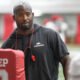 Arkansas Razorbacks running backs coach Kolby Smith during fall camp practices