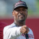 Arkansas Razorbacks defensive coordinator and linebackers coach Travis Williams at fall camp practice