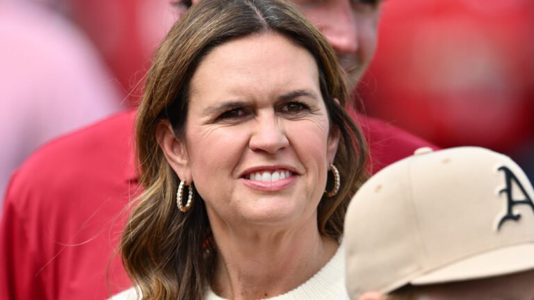 Arkansas Gov. Sarah Huckabee Sanders in War Memorial Stadium