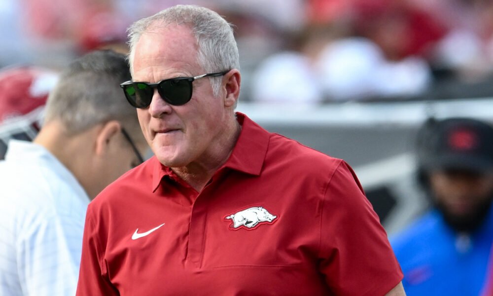Arkansas Razorbacks athletics director Hunter Yurachek on the sidelines during game against Arkansas State