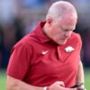 Arkansas Razorbacks athletics director Hunter Yurachek on the sidelines during game against Arkansas State at War Memorial Stadium