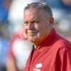 Arkansas Razorbacks coach Sam Pittman on the sidelines at Razorback Stadium