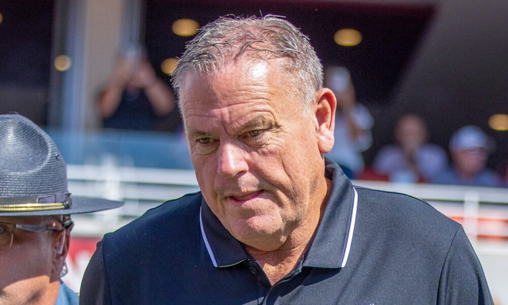 Arkansas Razorbacks coach Sam Pittman in a game against the Notre Dame Fighting Irish
