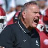 Arkansas Razorbacks coach Sam Pittman in a game against the Notre Dame Fighting Irish