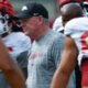 Arkansas Razorbacks offensive coordinator Bobby Petrino during fall camp practices on the outdoor fields