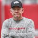 Arkansas Razorbacks offensive coordinator Bobby Petrino during fall camp practices on the outdoor fields