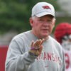 Arkansas Razorbacks offensive coordinator Bobby Petrino during fall camp practices
