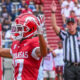 Arkansas Razorbacks wide receiver Jaylen Brown celebrates after a touchdown against Alabama A&M