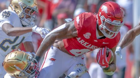 Arkansas Razorbacks running back Mike Washington during game against the Notre Dame Fighting Irish