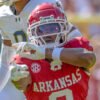 Arkansas Razorbacks wide receiver O'Mega Blake during game with the Notre Dame Fighting Irish