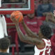 Arkansas Razorbacks forward Nick Pringle goes up for a layup against the Cincinnati Bearcats