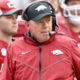 Arkansas Razorbacks interim coach Bobby Petrino on the sidelines against the Auburn Tigers