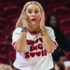 Arkansas Razorbacks coach Kelsi Musick yells instructions to her team in a game against Arkansas-Fort Smith