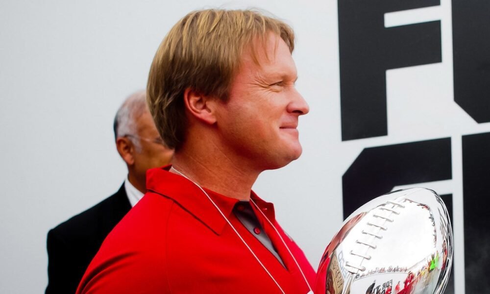 Former Tampa Bay Buccaneers coach Jon Gruden at ceremony putting him back in team's Ring of Honor