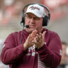 Texas A&M coach Mike Elko on the sidelines during game against the Arkansas Razorbacks