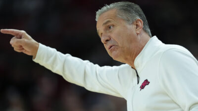 Arkansas Razorbacks coach John Calipari on the sideline during exhibition game against Cincinnati