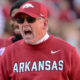 Arkansas Razorbacks interim coach Bobby Petrino on the sidelines during a game against the Mississippi State Bulldogs