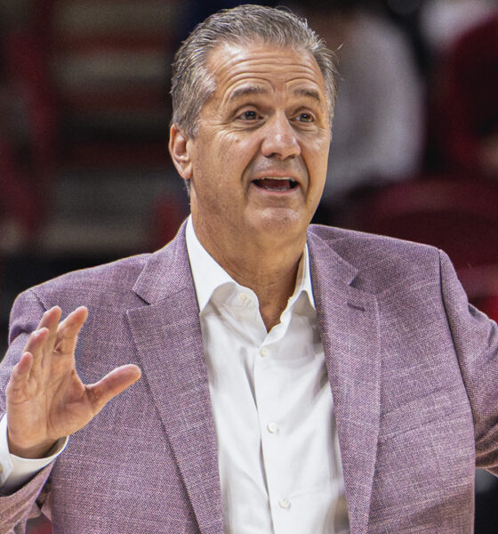 Arkansas Razorbacks coach John Calipari on the sidelines during game with the Southern Jaguars