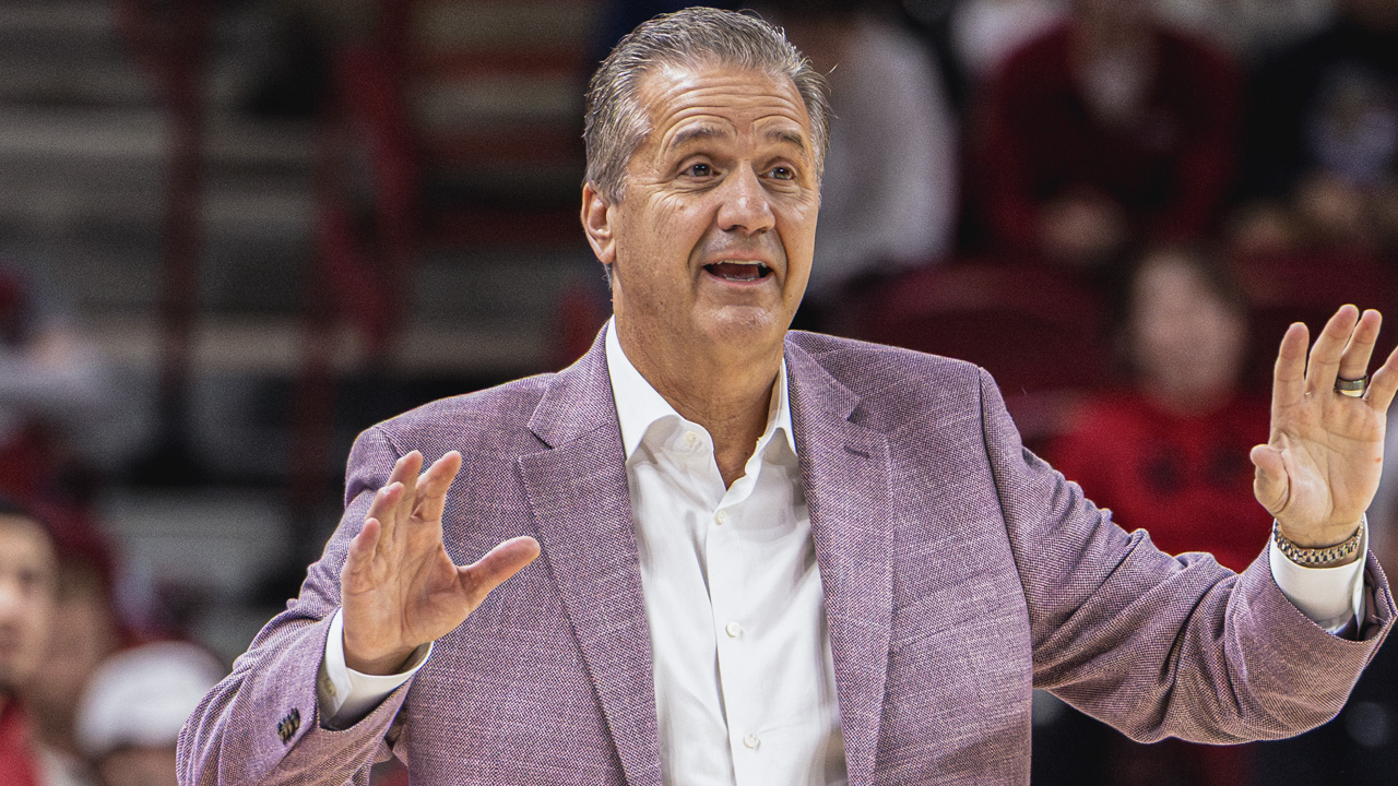 Arkansas Razorbacks coach John Calipari on the sidelines during game with the Southern Jaguars