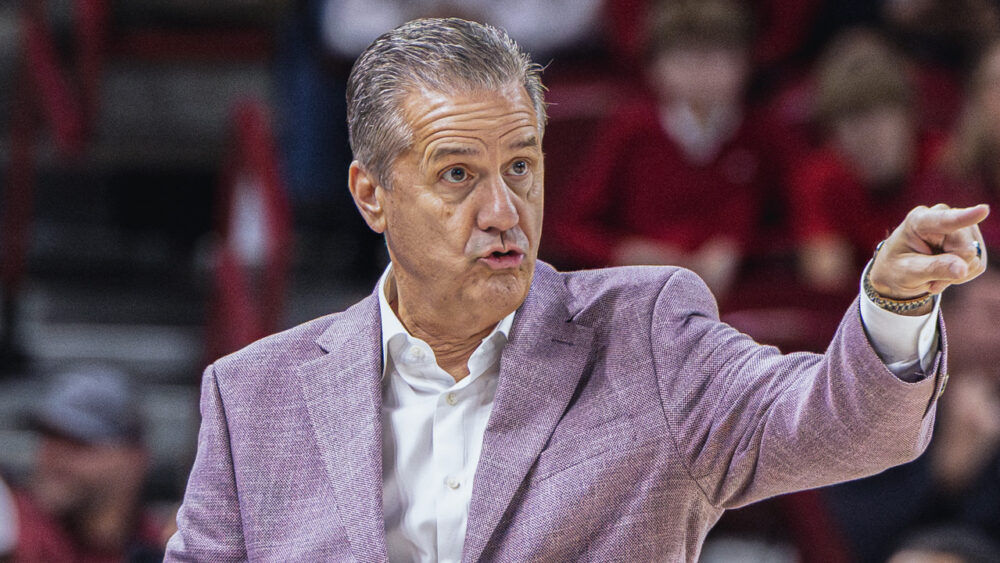 Arkansas Razorbacks coach John Calipari on the sidelines during game with the Southern Jaguars