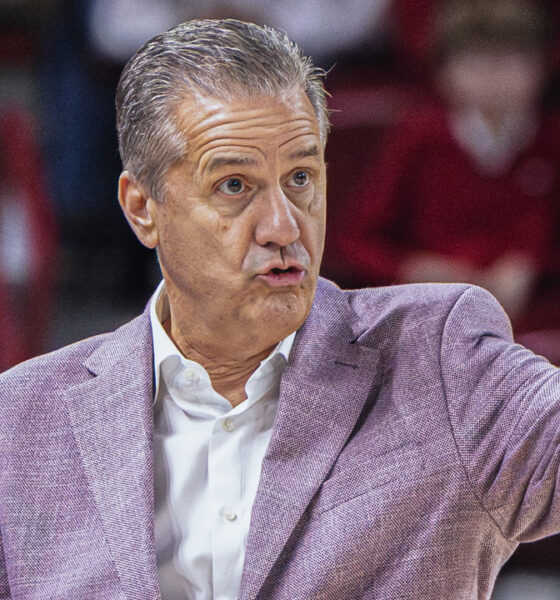 Arkansas Razorbacks coach John Calipari on the sidelines during game with the Southern Jaguars