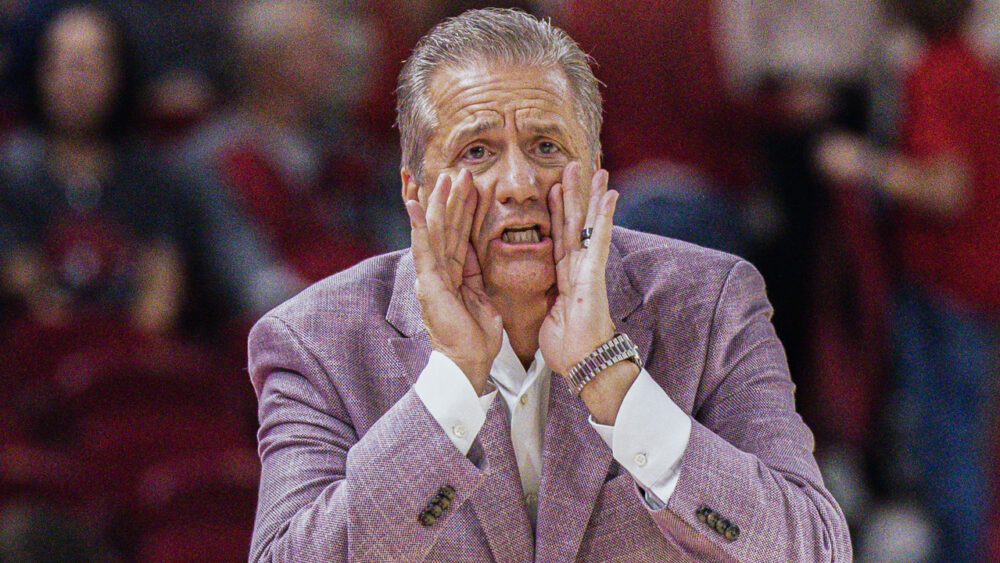 Arkansas Razorbacks coach John Calipari on the sidelines during game with the Southern Jaguars