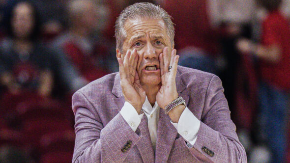 Arkansas Razorbacks coach John Calipari on the sidelines during game with the Southern Jaguars