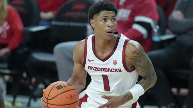 Arkansas Razorbacks guard Meleek Thomas on during game with the Southern Jaguars