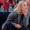 Arkansas Razorbacks coach Kelsi Musick on the sidelines against the Central Arkansas Bears