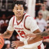 Arkansas Razorbacks guard DJ Wagner looks inside against the Jackson State Tigers