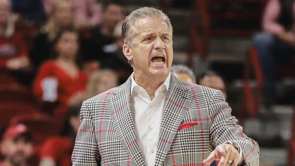 Arkansas Razorbacks coach John Calipari on the sidelines during game with Jackson State