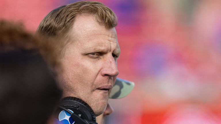 SMU Mustangs coach Rhett Lashlee during game against the Navy Midshipmen