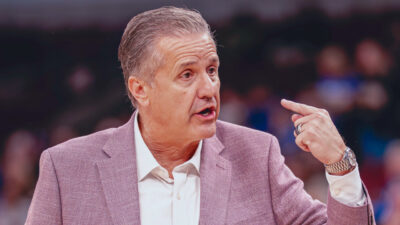 Arkansas Razorbacks coach John Calipari on the sidelines during game against the Duke Blue Devils