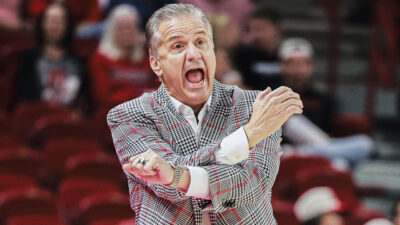 Arkansas Razorbacks coach John Calipari on the sidelines during game with Jackson State