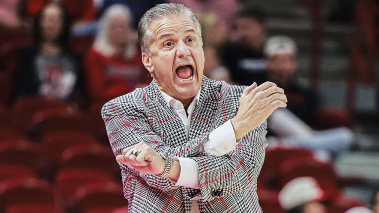 Arkansas Razorbacks coach John Calipari on the sidelines during game with Jackson State