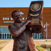 Rendering of Nolan Richardson statue outside Bud Walton Arena