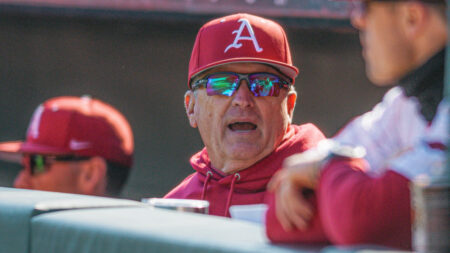 Arkansas Razorbacks coach Dave Van Horn against Xavier.
