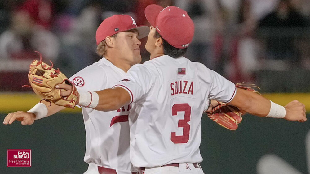 Camden Kozeal and Nick Souza celebrate win over Missouri State.