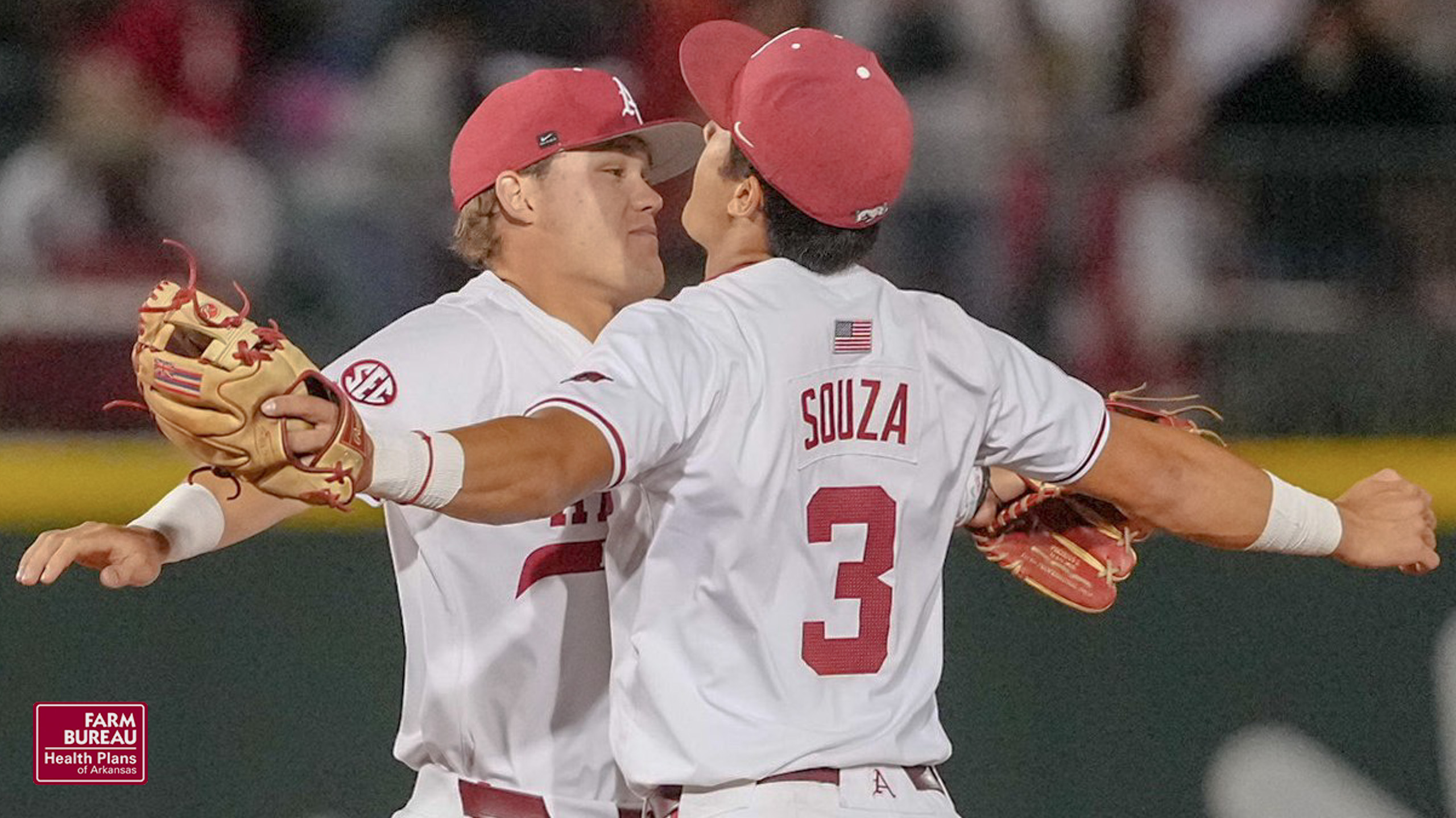 Camden Kozeal and Nick Souza celebrate win over Missouri State.