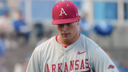Hunter Dietz walks off the mound against Kentucky