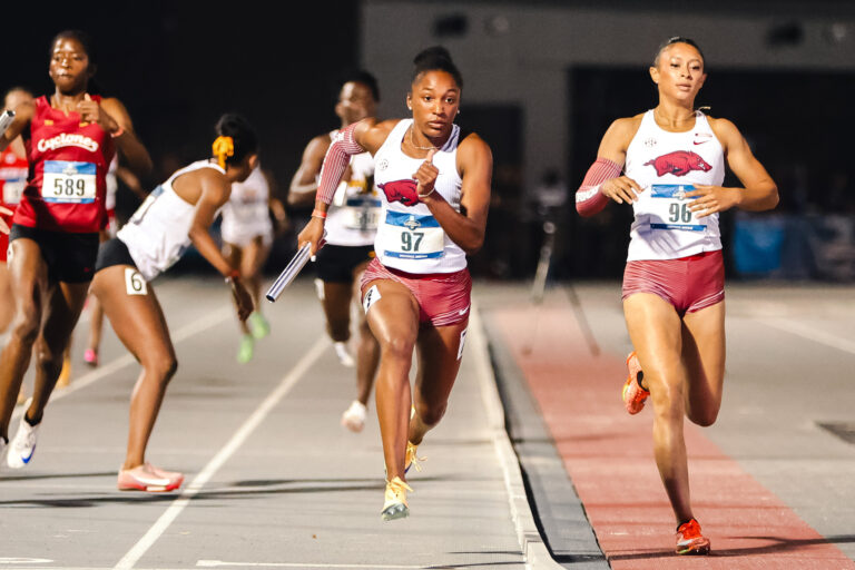 Arkansas 4x400M relay team won first place in a NCAA Regional meet to advance to the NCAA Championships. | Arkansas Communications